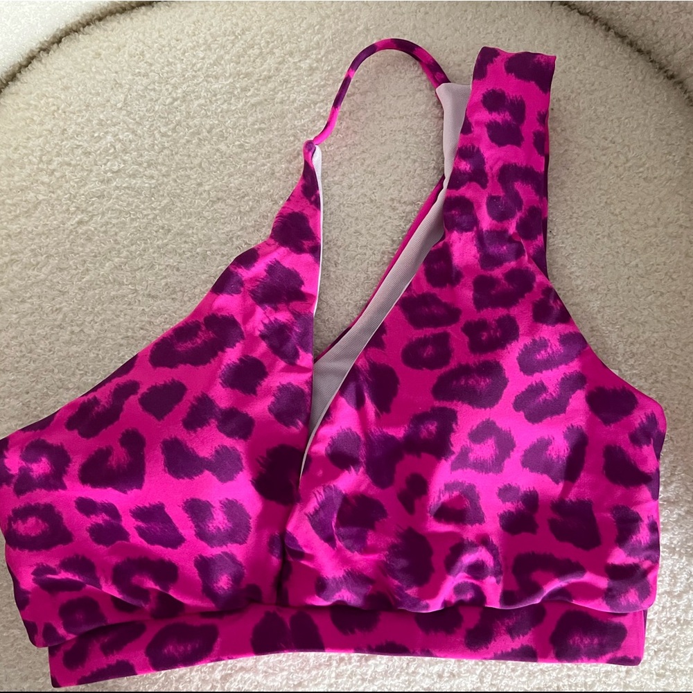 PrettyLittleThing Pink Cheetah Swim Top
